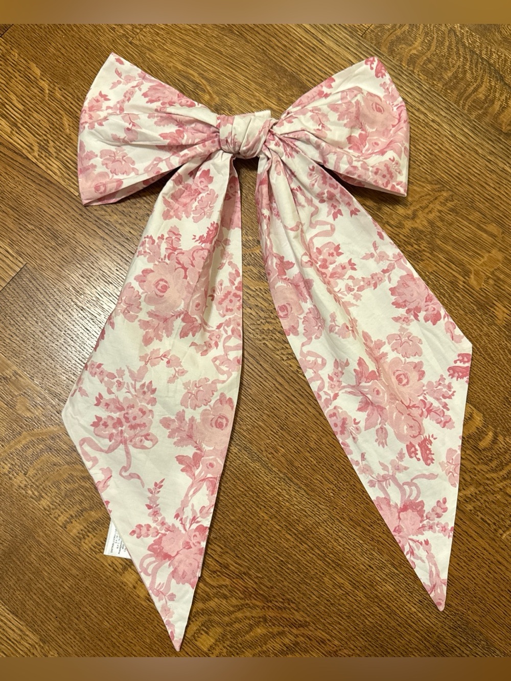 LoveShackFancy+PotteryBarn decorative pink floral bow. 100% cotton.